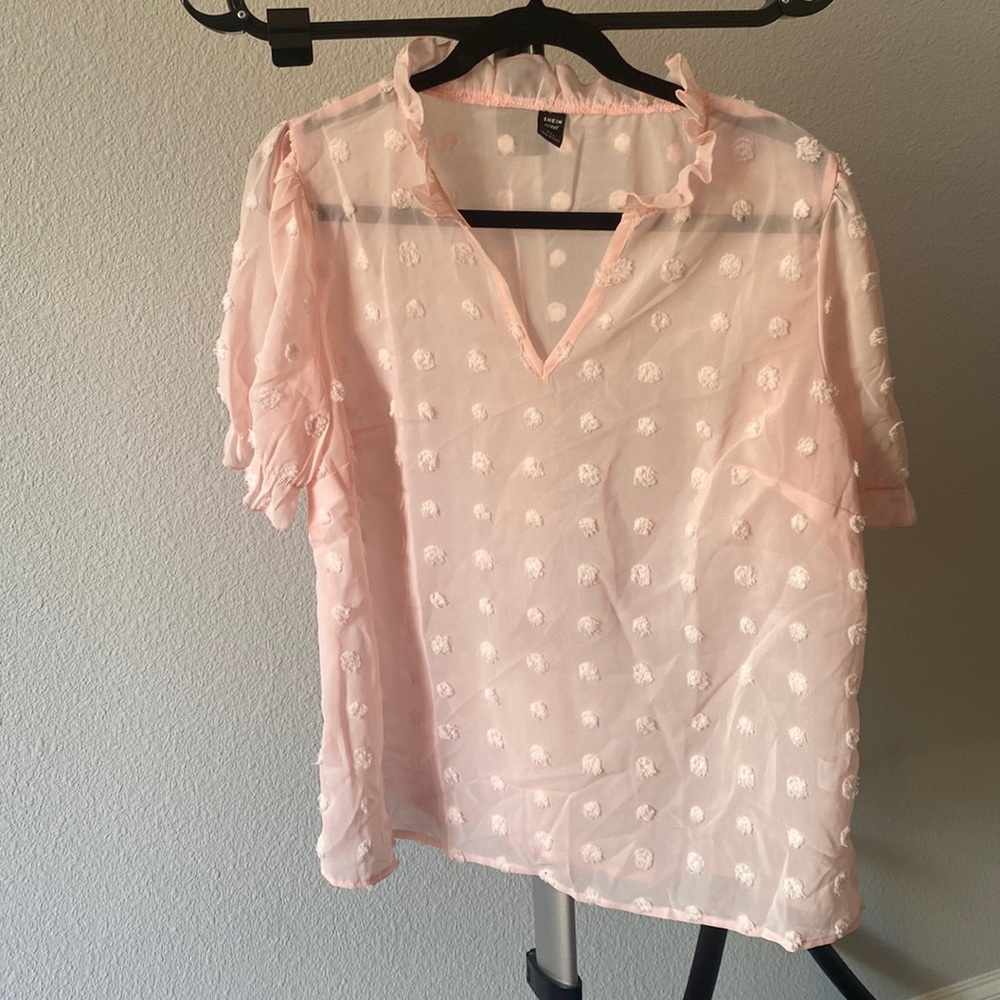 Pink, SHEIN short sleeve blouse